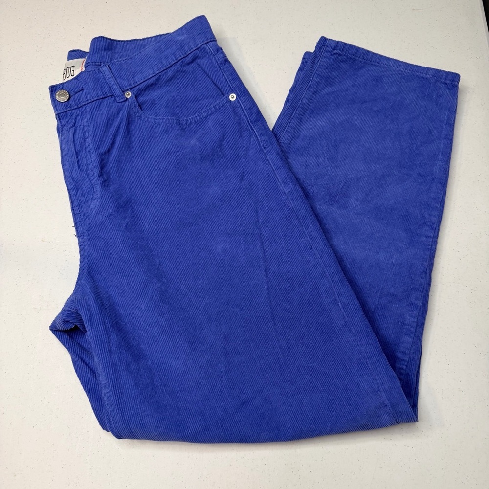 BDG Pegged Cowboy Blue Corduroy High-Waisted Relaxed Fit Straight Leg Pants - Picture 11 of 12